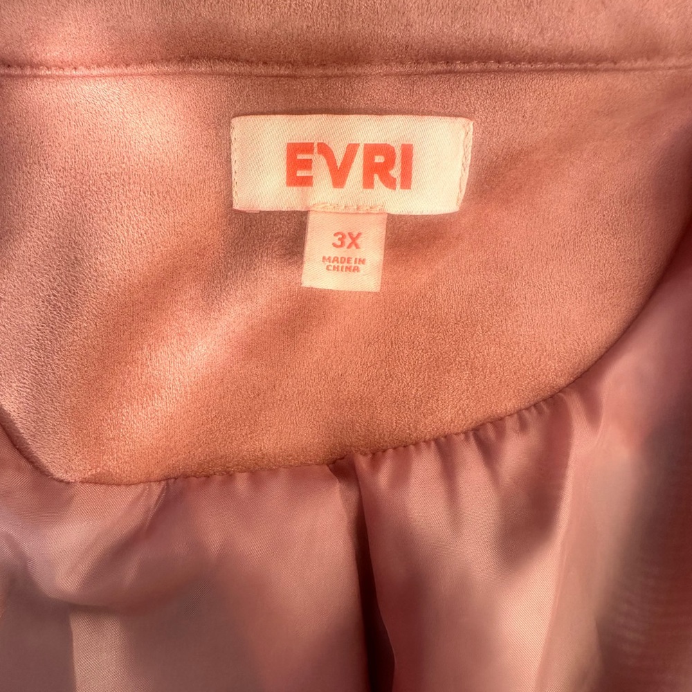 EVRI Pink Faux Suede Moto jacket size 3x - Picture 5 of 6